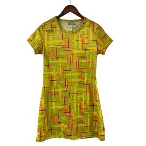 Joule Silky Green Abstract Print Mini Dress Medium Vintage